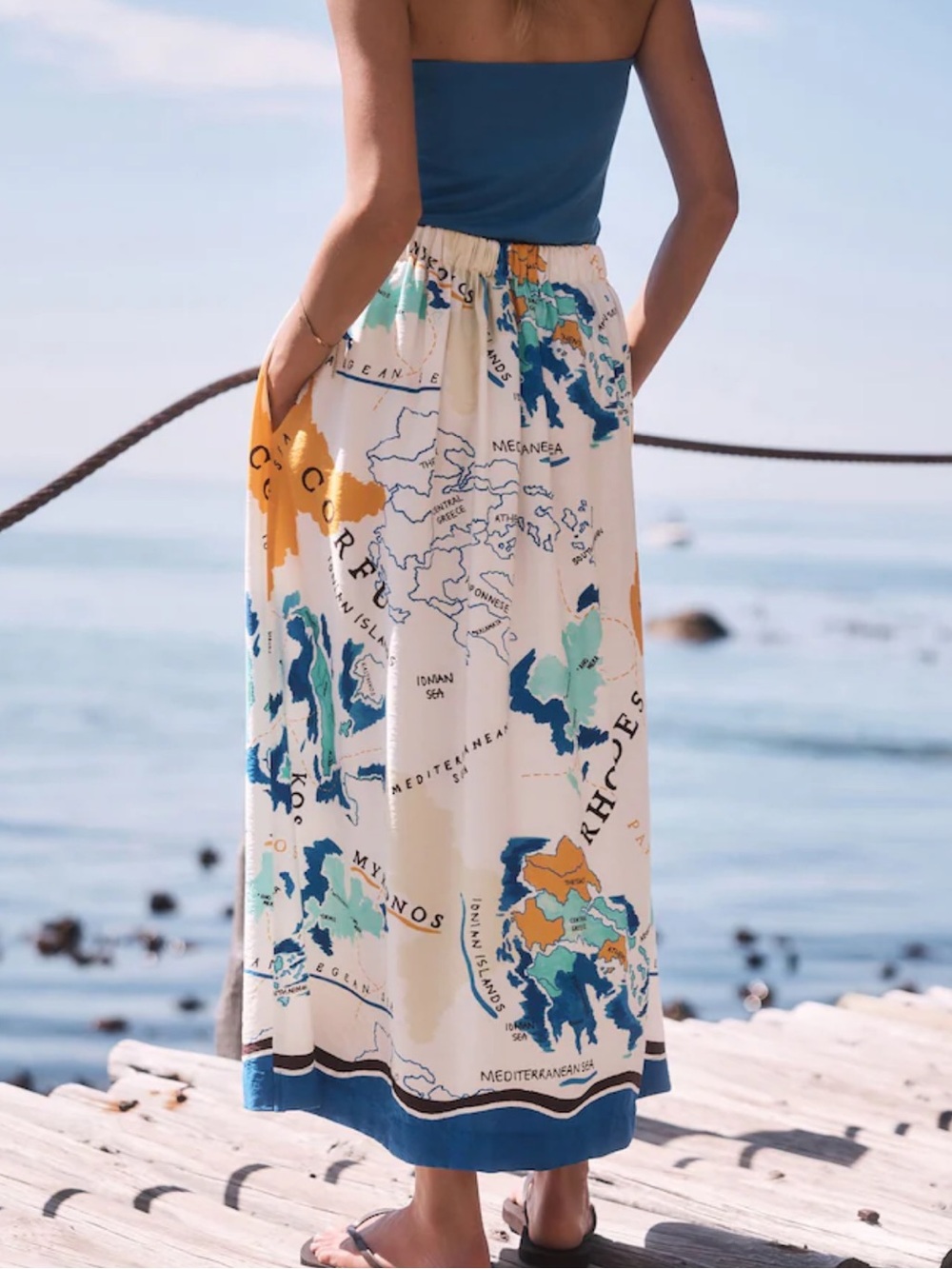 next White Maxi Skirt with Map Print - Picture 3 of 5